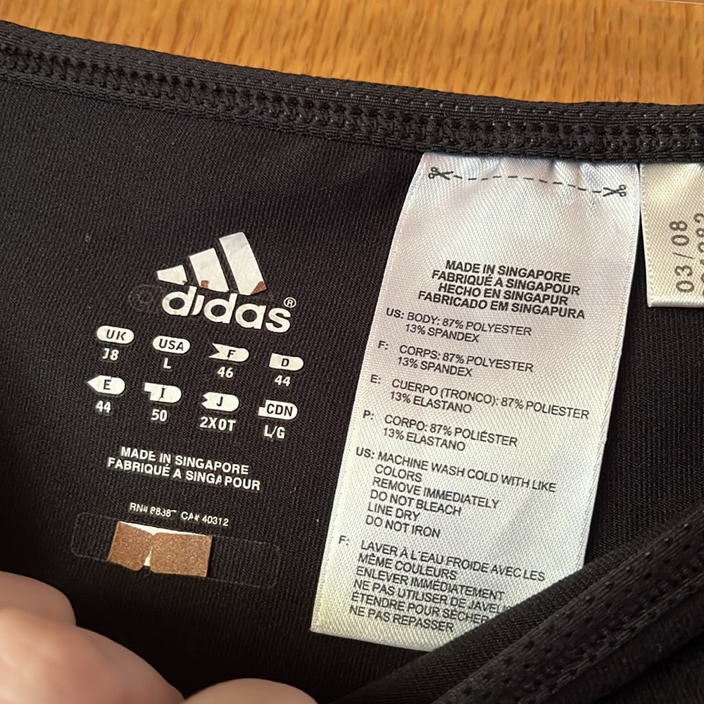 Adidas black LARGE wide leg cropped clima cool pull on pants tonal 3 stripes - Picture 6 of 9